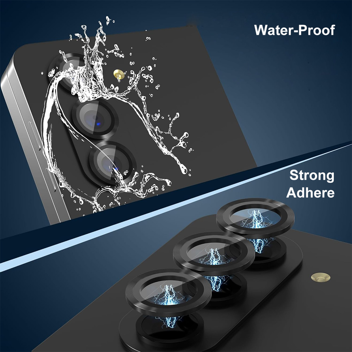 Linsskydd Aluminium + Härdat Glas Samsung Galaxy Z Fold 8 Svart