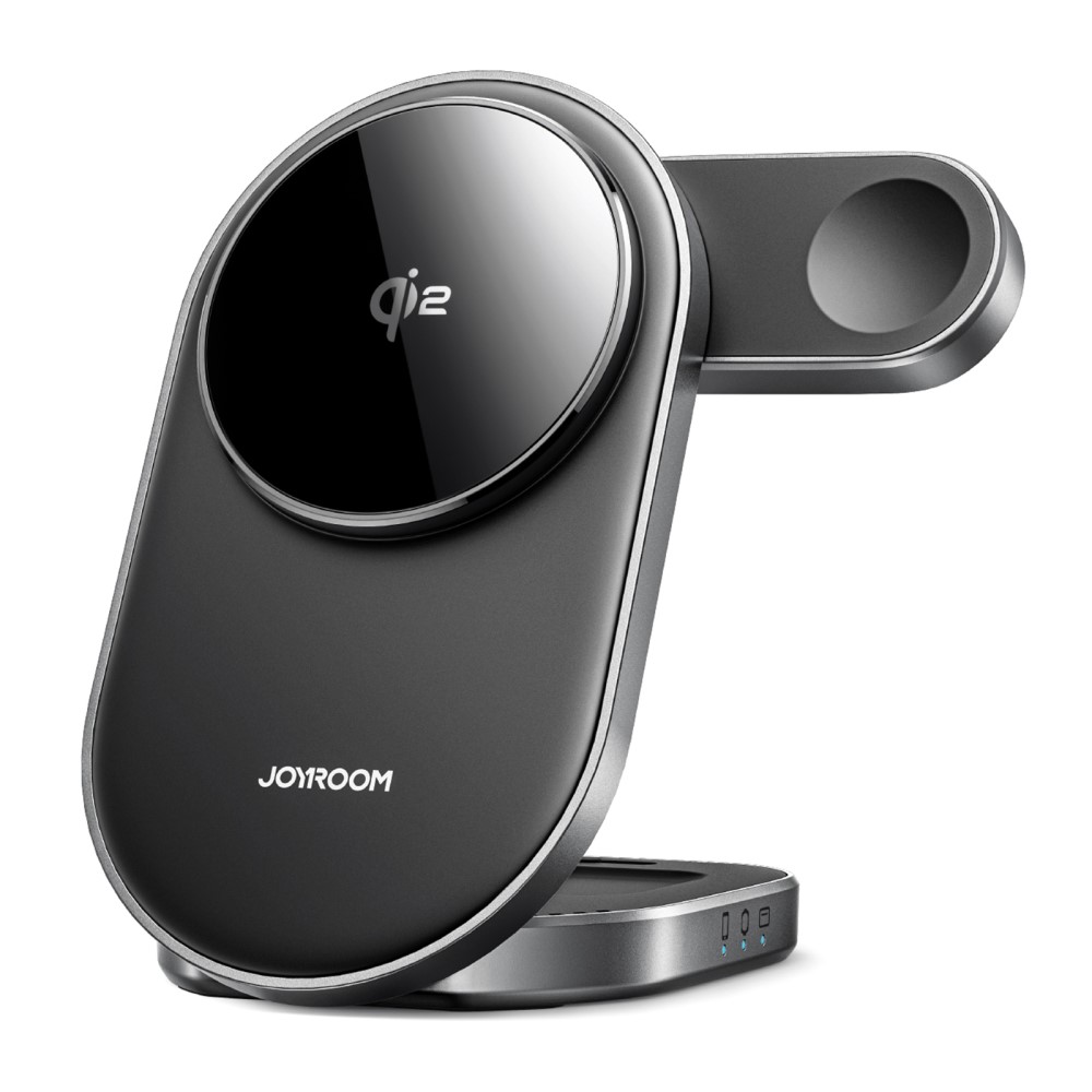 Joyroom 3-in-1 Magnetisk Trådløs Sammenleggbar Ladebase Qi2 svart