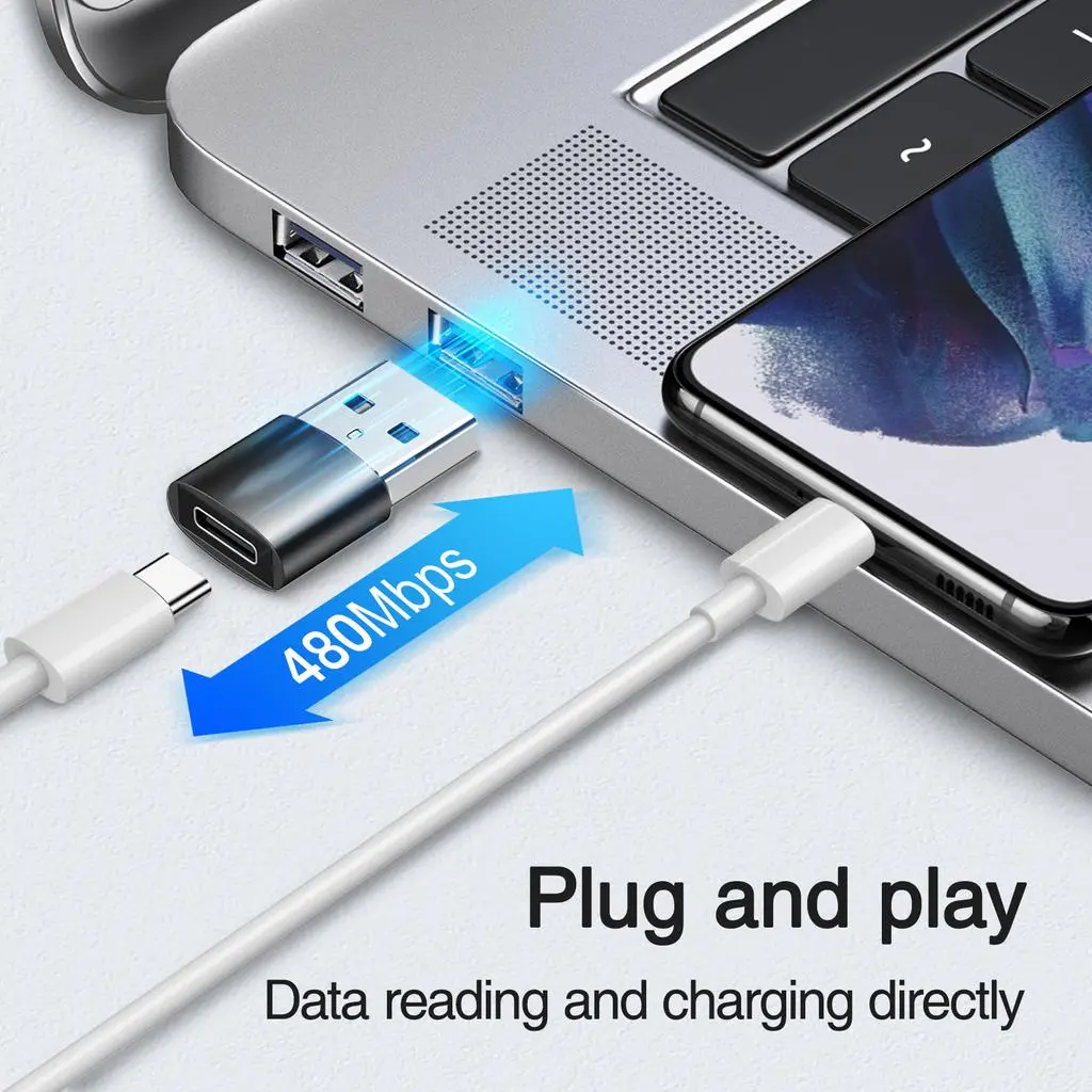 USB-C till USB-A adapter 2-pack Svart