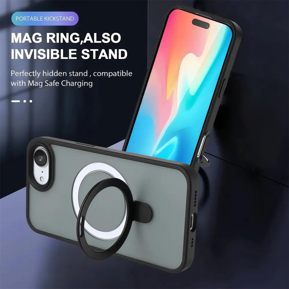Hybridskal Magnetic Ring iPhone 16e Svart