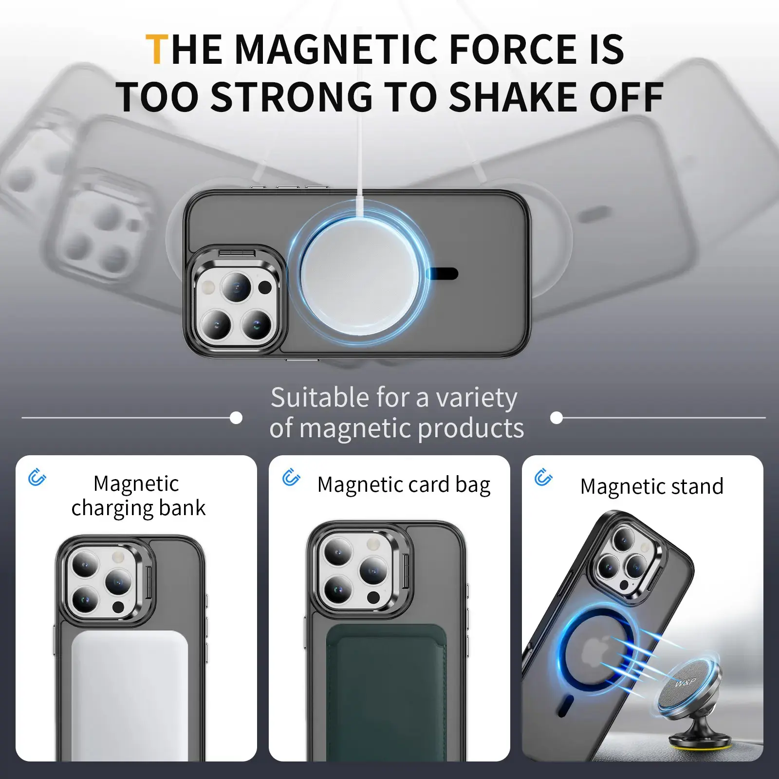 Hybridskal Kickstand MagSafe iPhone 16 Pro Svart