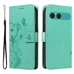 Läderfodral Fjärilar Sony Xperia 10 VIII Grön