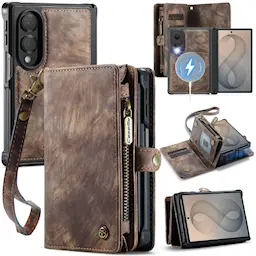 Samsung Galaxy Z Fold 8 Rummeligt pungetui med mange kortholdere, Brun