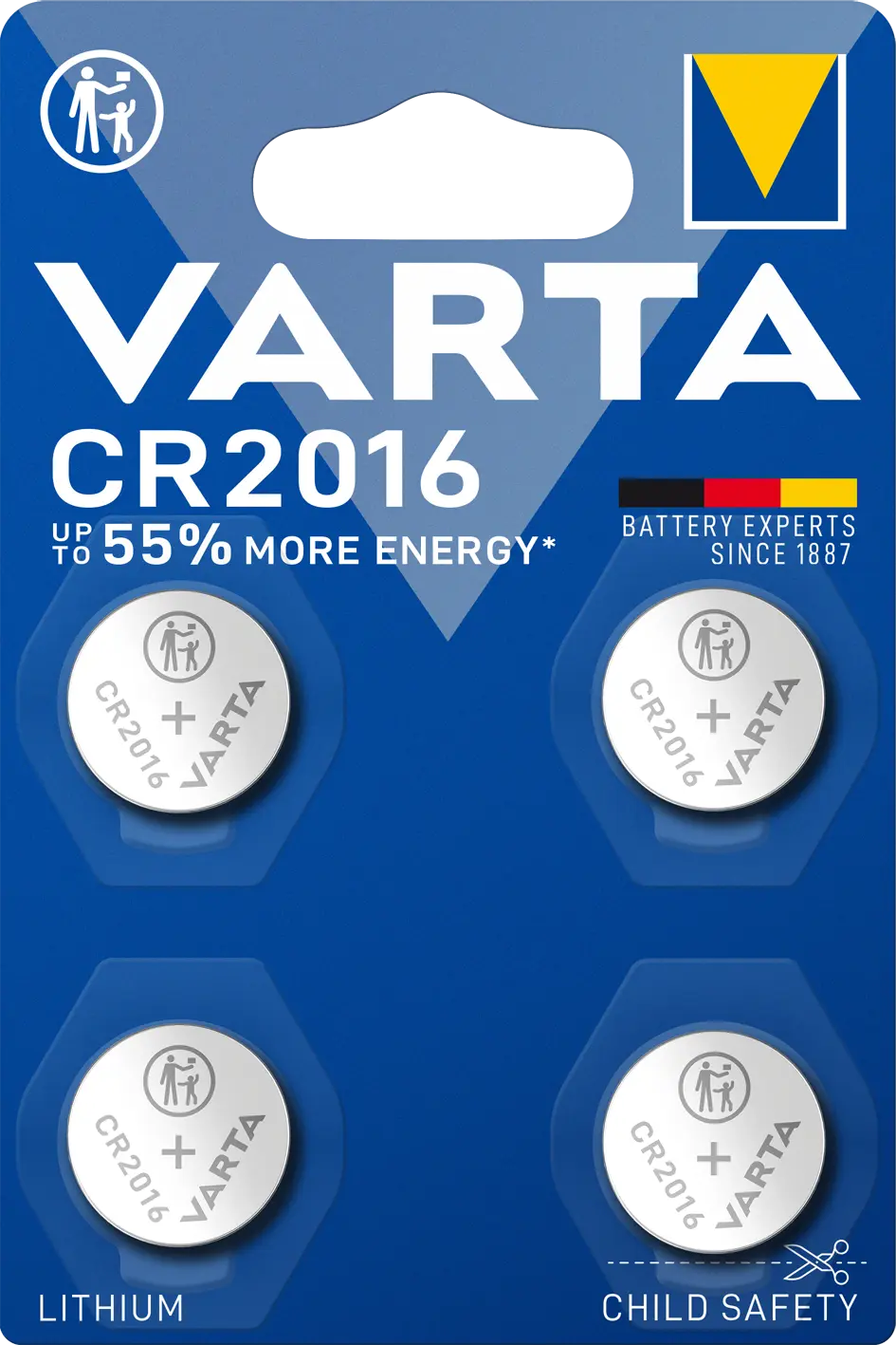 Knappcellsbatteri litium CR2016 (4-pack)