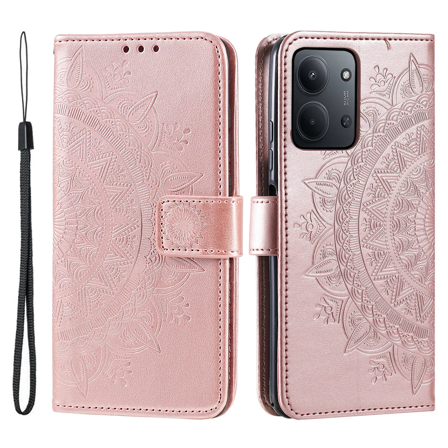Læderetui Mandala Xiaomi Redmi 15C Rose guld