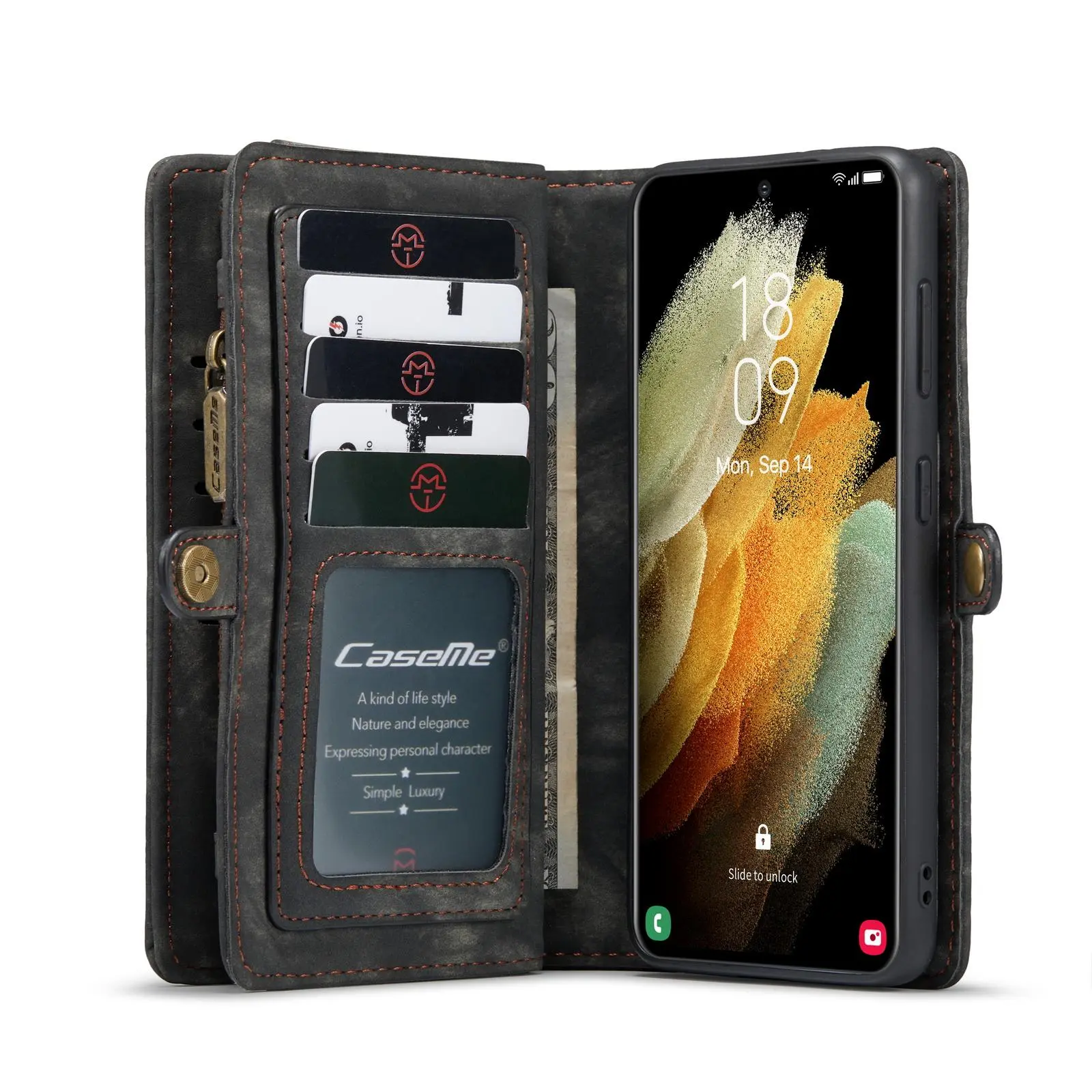 Multi-slot Plånboksfodral Samsung Galaxy S21 Grå