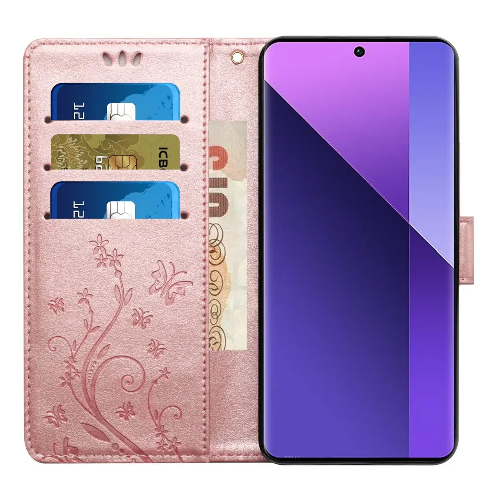 Läderfodral Fjärilar Samsung Galaxy A37 Roséguld