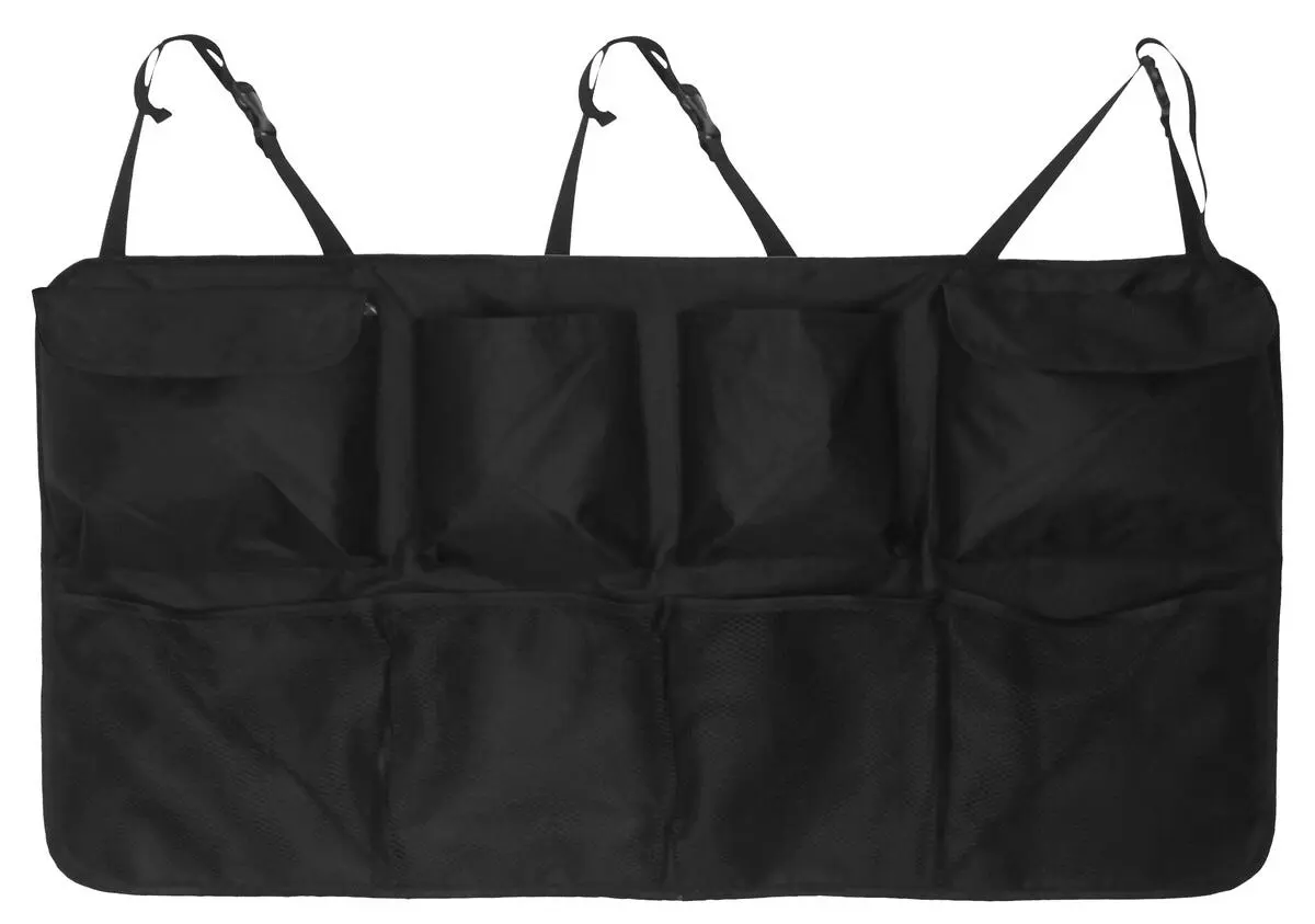 Opbevaring med 8 rum til bilens bagagerum Sort