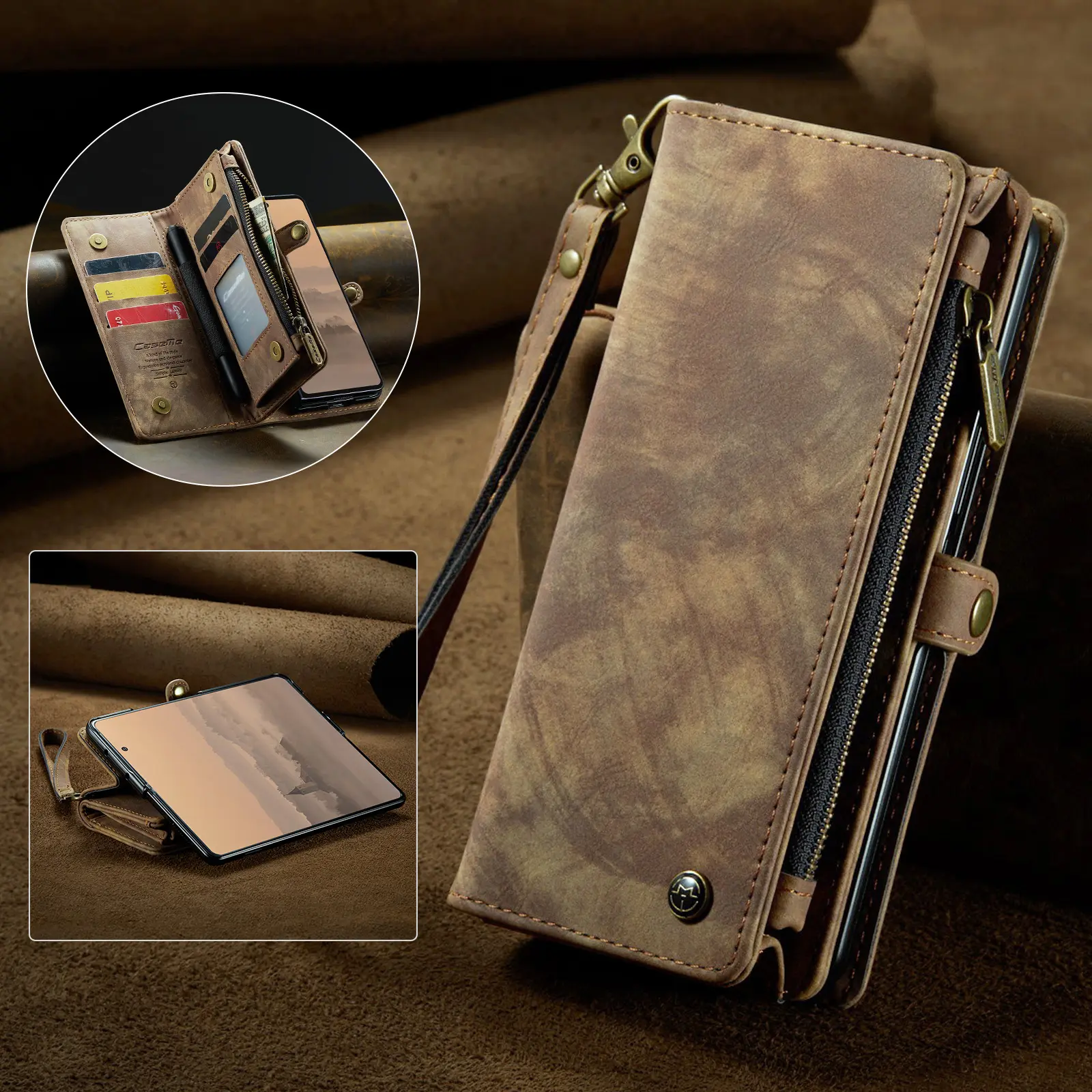 Multi-slot Plånboksfodral Samsung Galaxy Z Fold 8 Ultra Brun