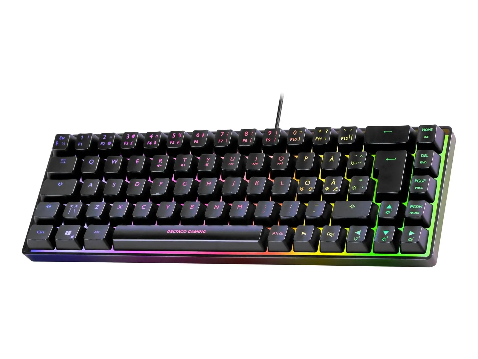 DK240 60% membrantangentbord RGB, Svart