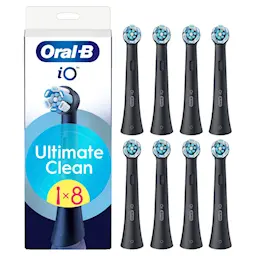 iO Ultimate Clean harjaspäät 8-pakkaus, Musta