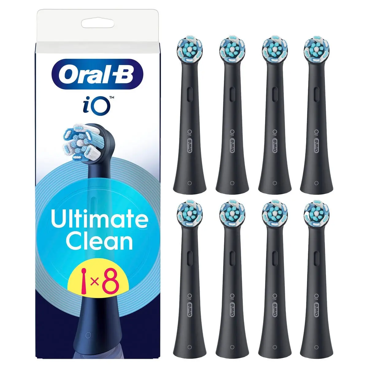 iO Ultimate Clean børstehoveder 8-pak, Sort