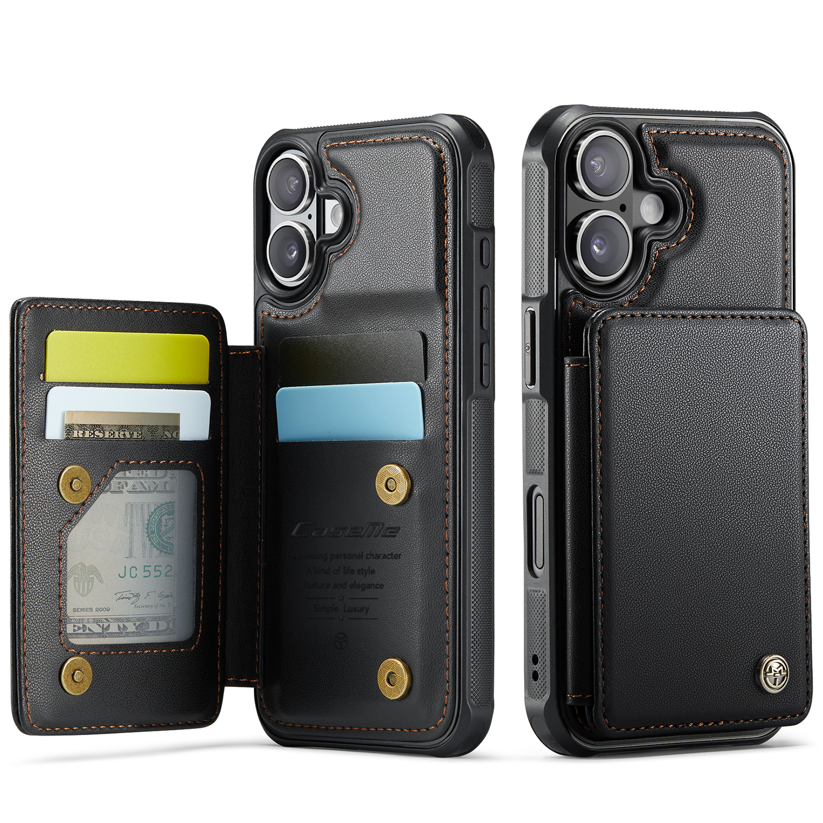 CaseMe RFID blocking Lommebokdeksel iPhone 17 svart