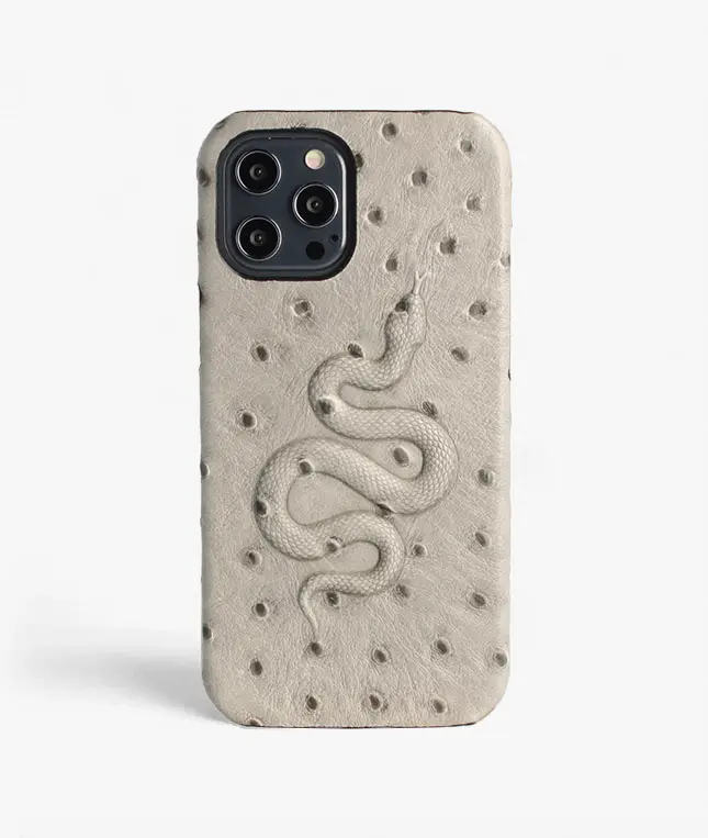 Cover iPhone 12 Pro Max Snake Ostrich Grey