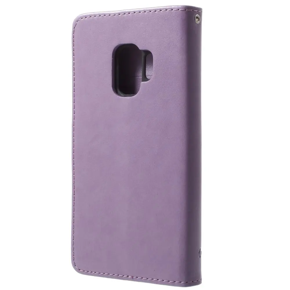Läderfodral Fjärilar Samsung Galaxy S9 Lila