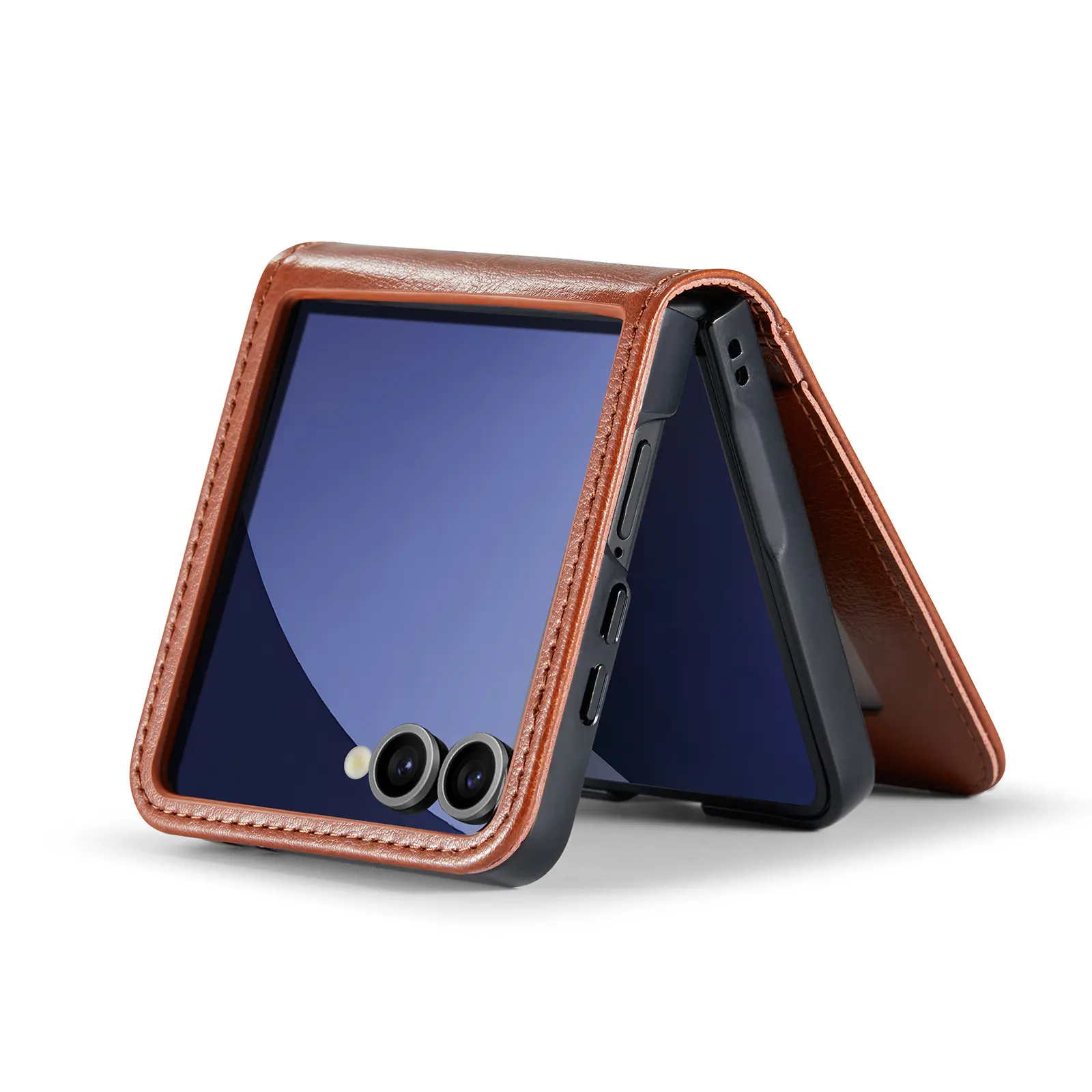 Äkta Läderfodral Samsung Galaxy Z Flip 8 Cognac