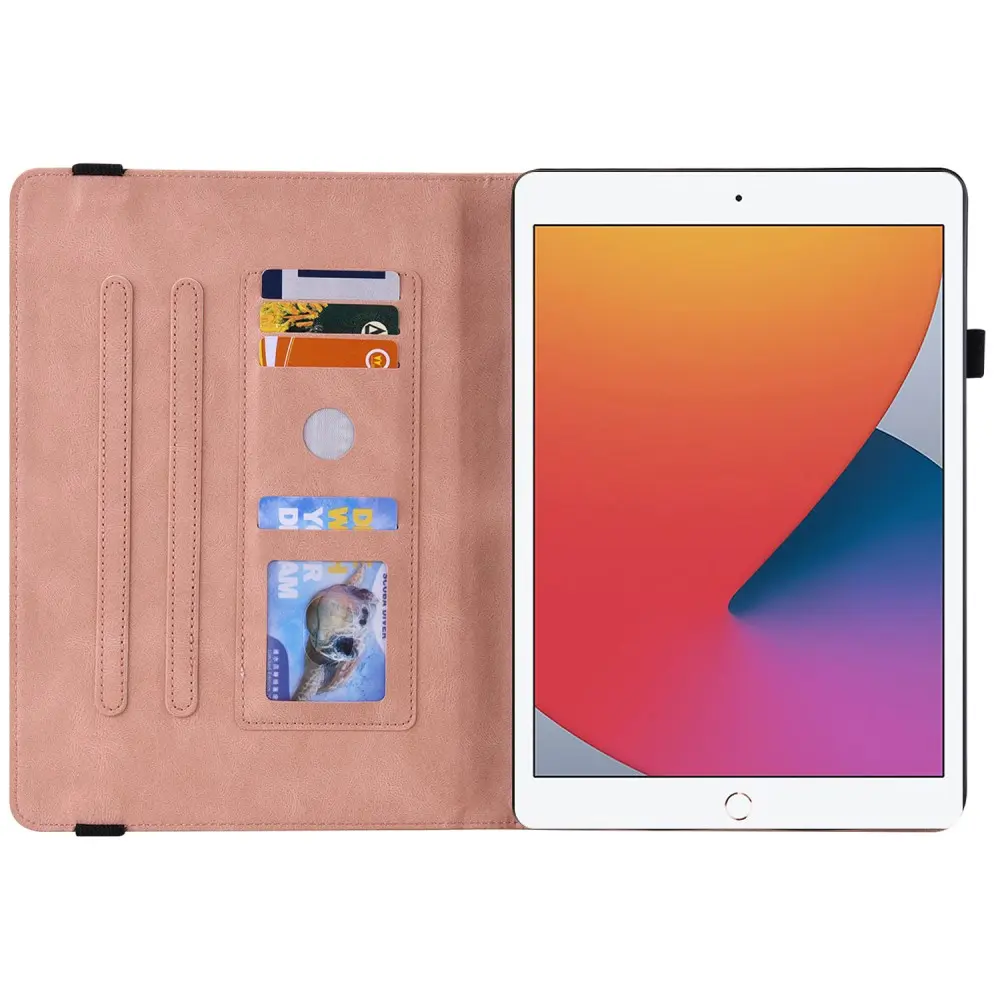 Läderfodral Fjärilar Apple iPad 10.2 9th Gen (2021) Rosa