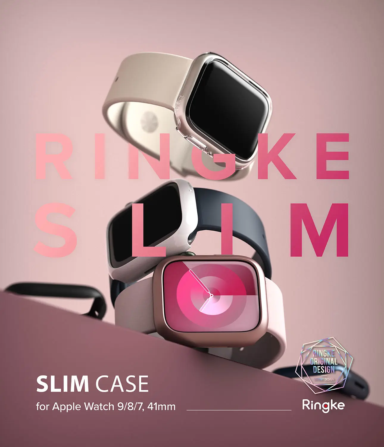 Slim Case (2-pack) Apple Watch Series 7 41mm Pink & Clear