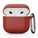 Apple AirPods 4 Silikonskal + karbinhake, Röd