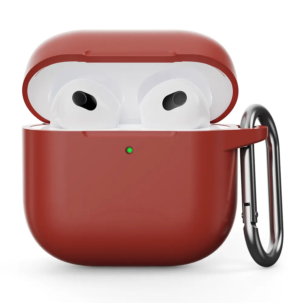 Apple AirPods 4 Silikonskal + karbinhake, Röd