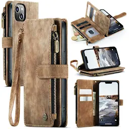 Zipper Wallet iPhone 15 Brun