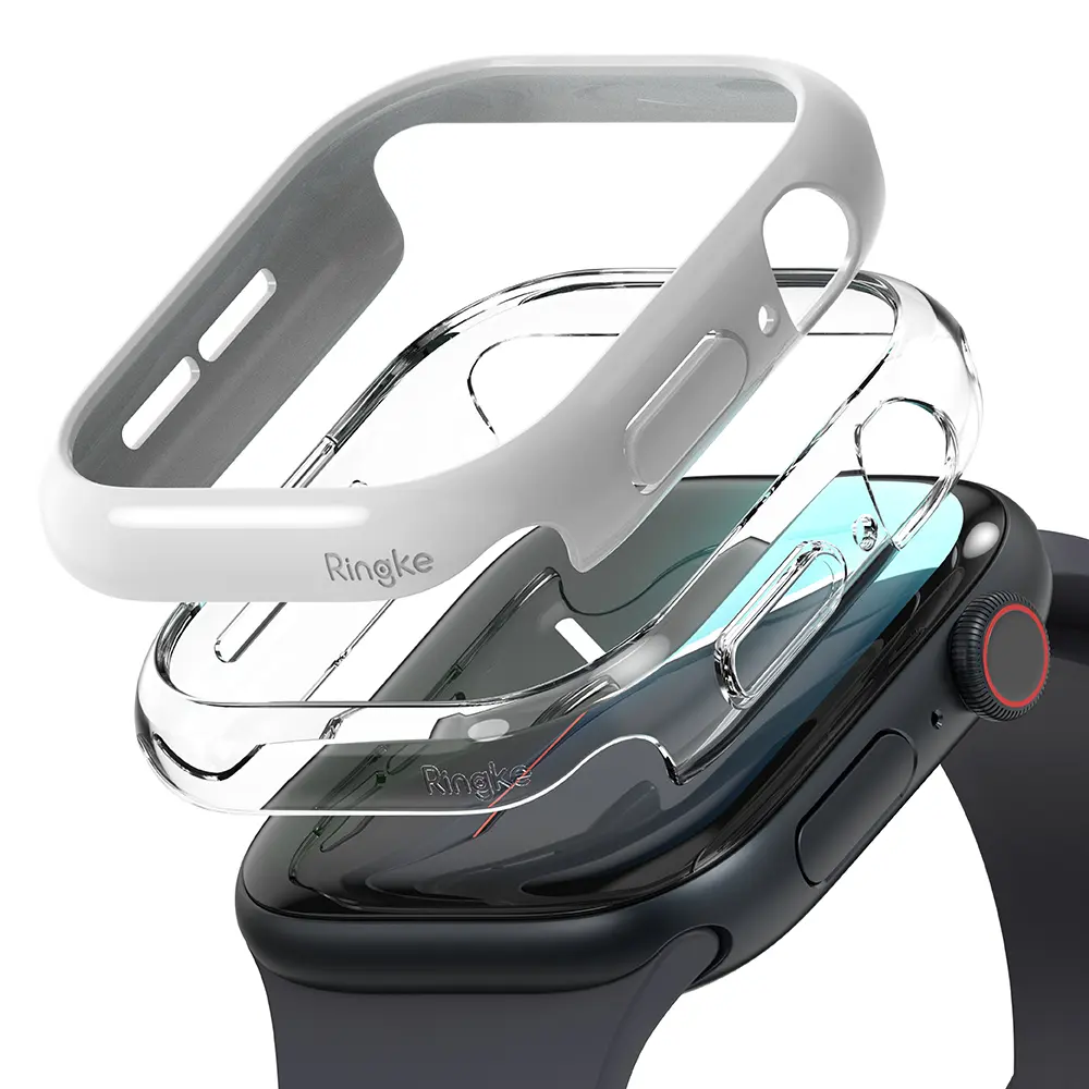 Slim Case (2-pack) Apple Watch Series 11 46mm Light Gray & Clear