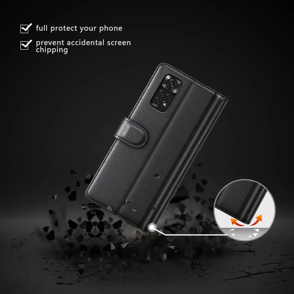 Äkta Läderfodral Xiaomi Redmi Note 11 Pro Svart