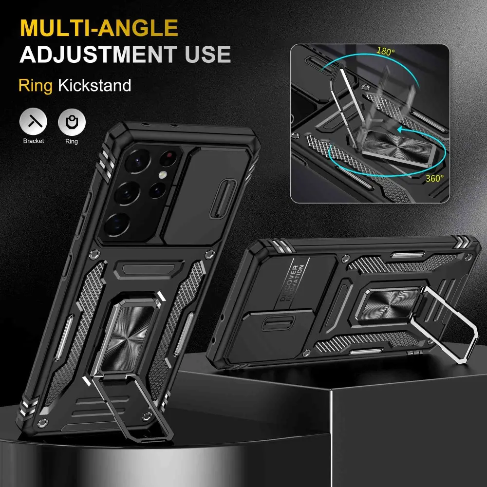 Hybridskal Ring + Kameraskydd Samsung Galaxy S21 Ultra Svart