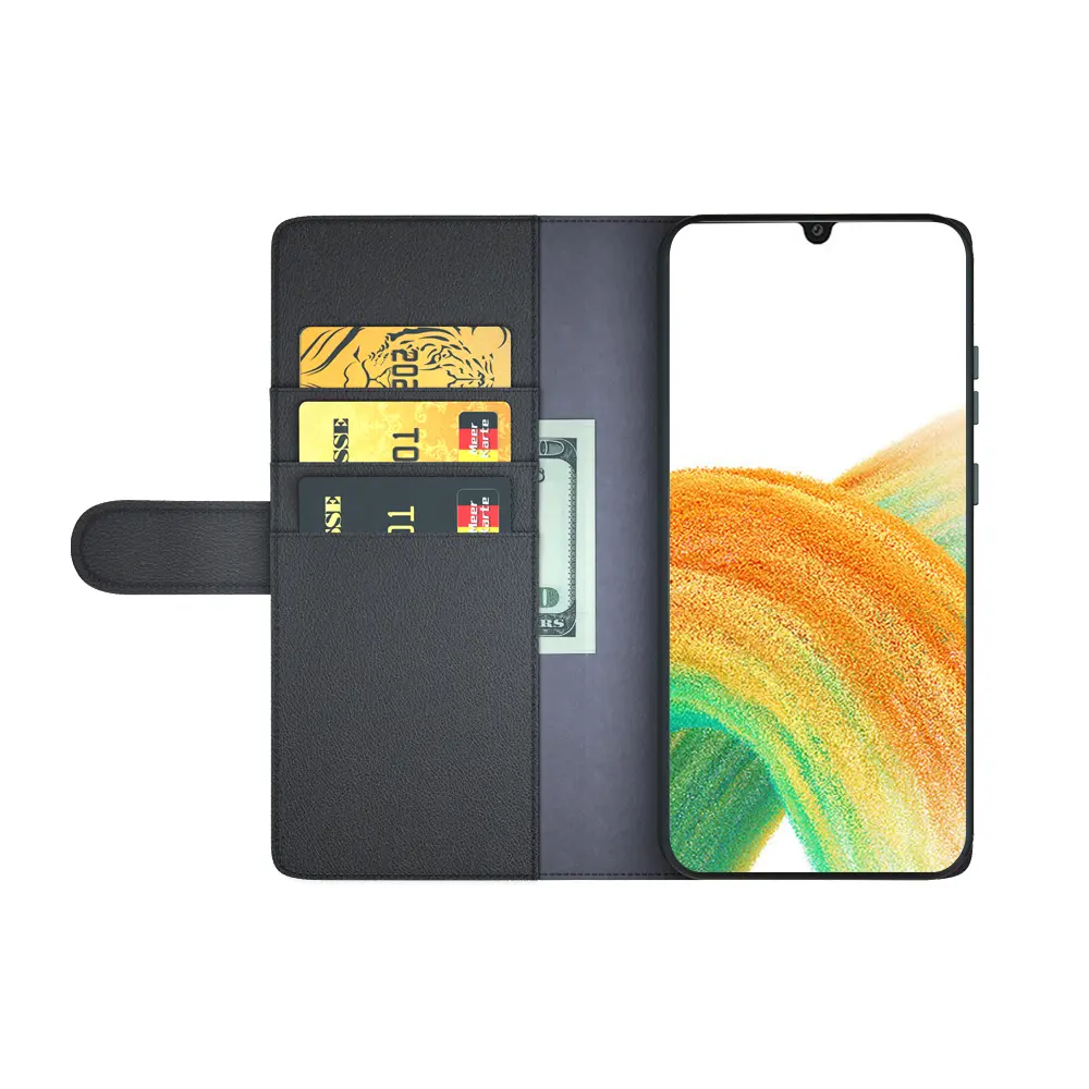 Äkta Läderfodral Samsung Galaxy A33 Svart