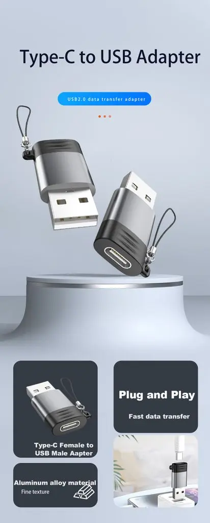 USB-C till USB-A adapter Grå
