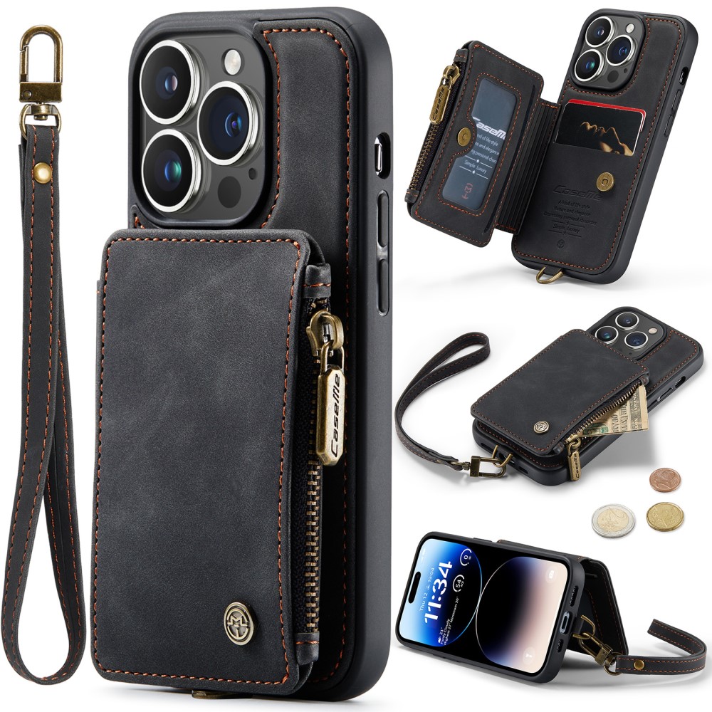 CaseMe Multi-slot RFID-blocking Kuori iPhone 15 Pro Max musta