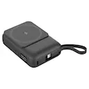 Powerbank med trådløs opladning og indbyggede kabler 10000 mAh 15W Sort