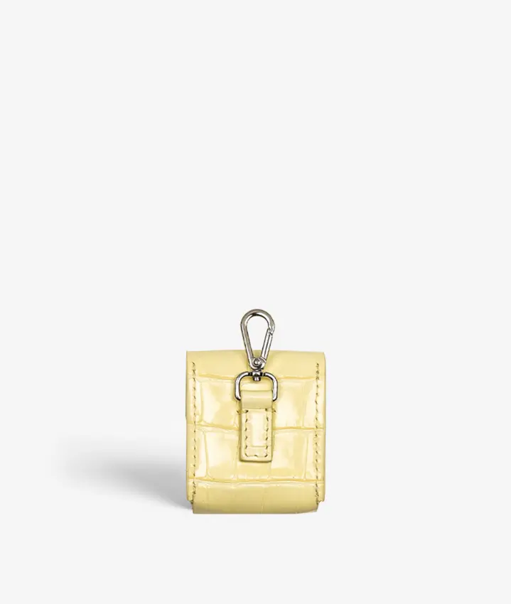Attachable AirPods Leather Case Croco Pastell Yellow