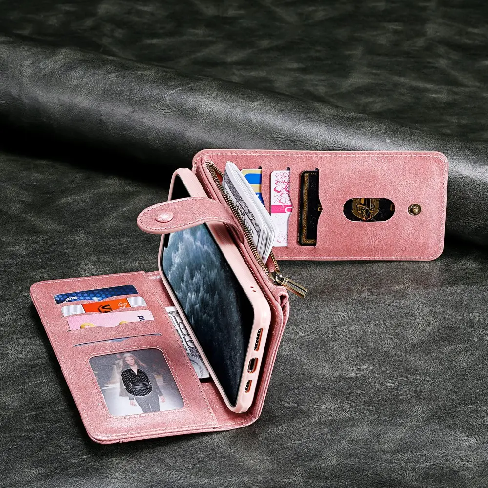 Magnet Leather Multi-Wallet iPhone 16e Rosa