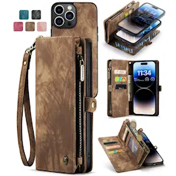 Multi-slot Lommeboksetui iPhone 13 Pro Max Brun