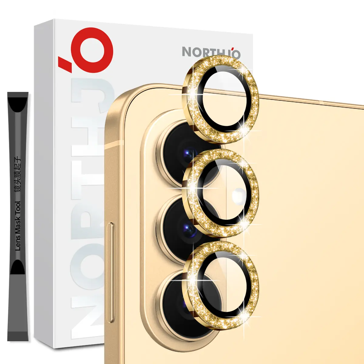 Samsung Galaxy S26 Glitrende linsebeskytter i hærdet glas Guld