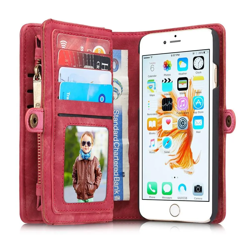 Multi-slot Plånboksfodral iPhone 6/6S Röd