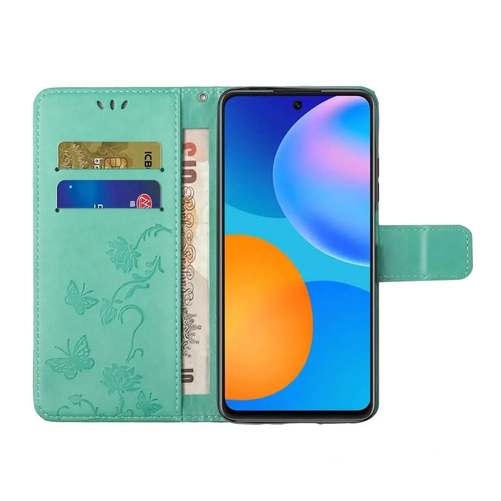 Läderfodral Fjärilar Samsung Galaxy A52 5G Grön