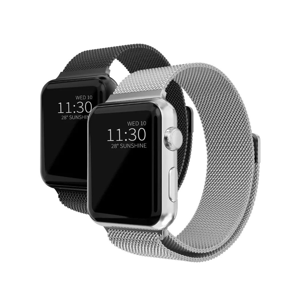 Apple Watch Ultra 49mm 4th Gen Kit Armband Milanese Loop svart & silver