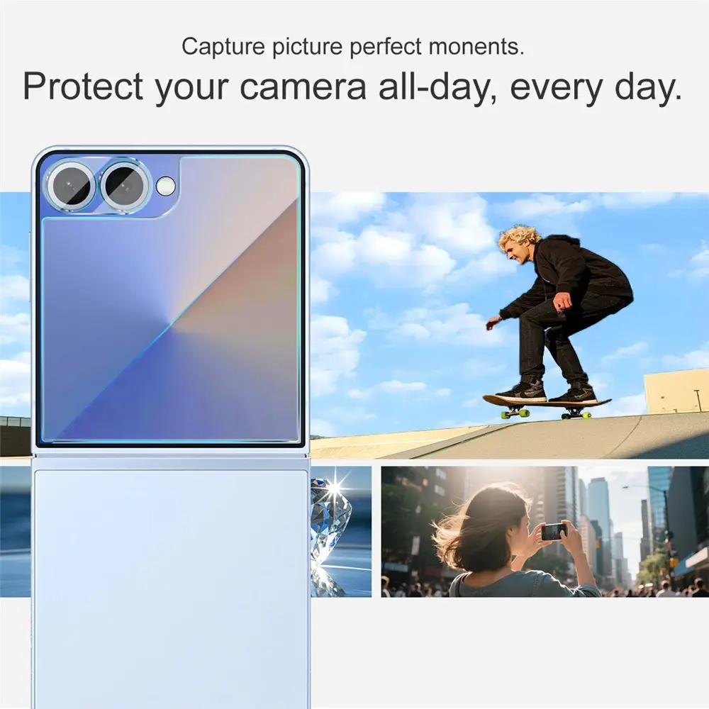 Härdat Glas Linsskydd + Ytterskärmskydd Samsung Galaxy Z Flip 8 Genomskinlig