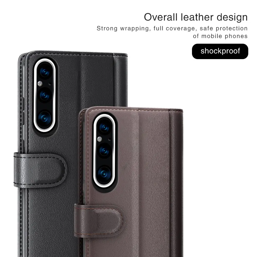 Äkta Läderfodral Sony Xperia 1 V Svart