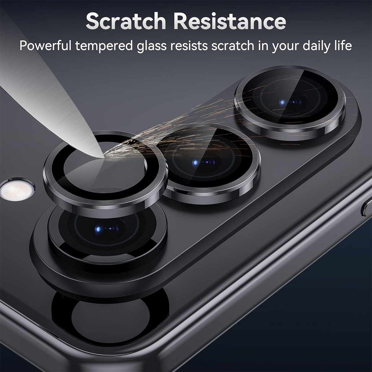Linsskydd Aluminium + Härdat Glas Samsung Galaxy Z Fold 8 Svart