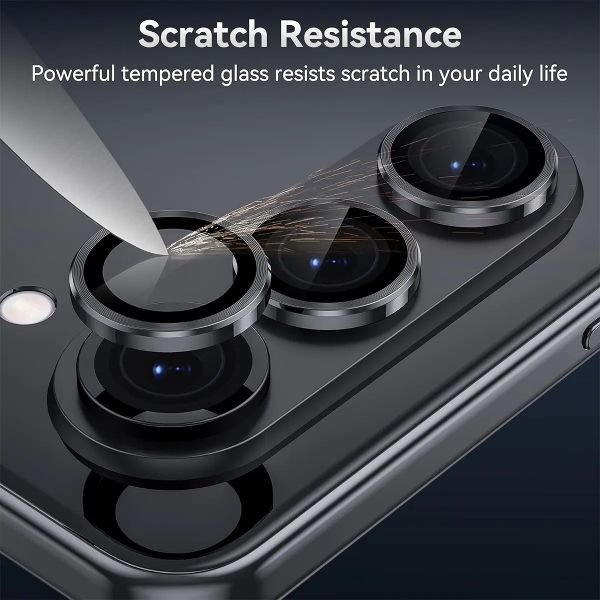 Linsskydd Aluminium + Härdat Glas Samsung Galaxy Z Fold 8 Ultra Svart
