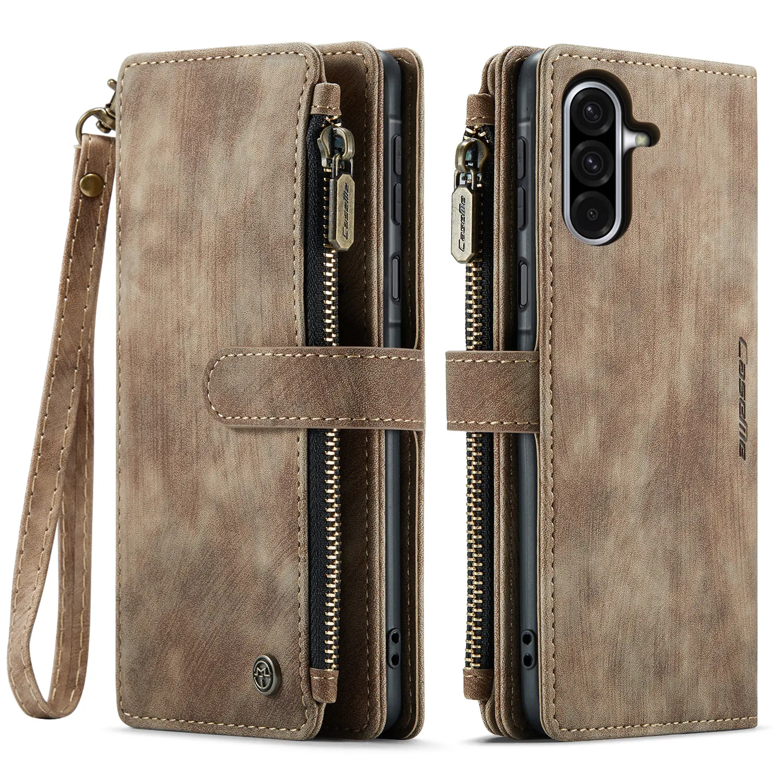 Zipper Plånboksfodral Samsung Galaxy A57 Brun