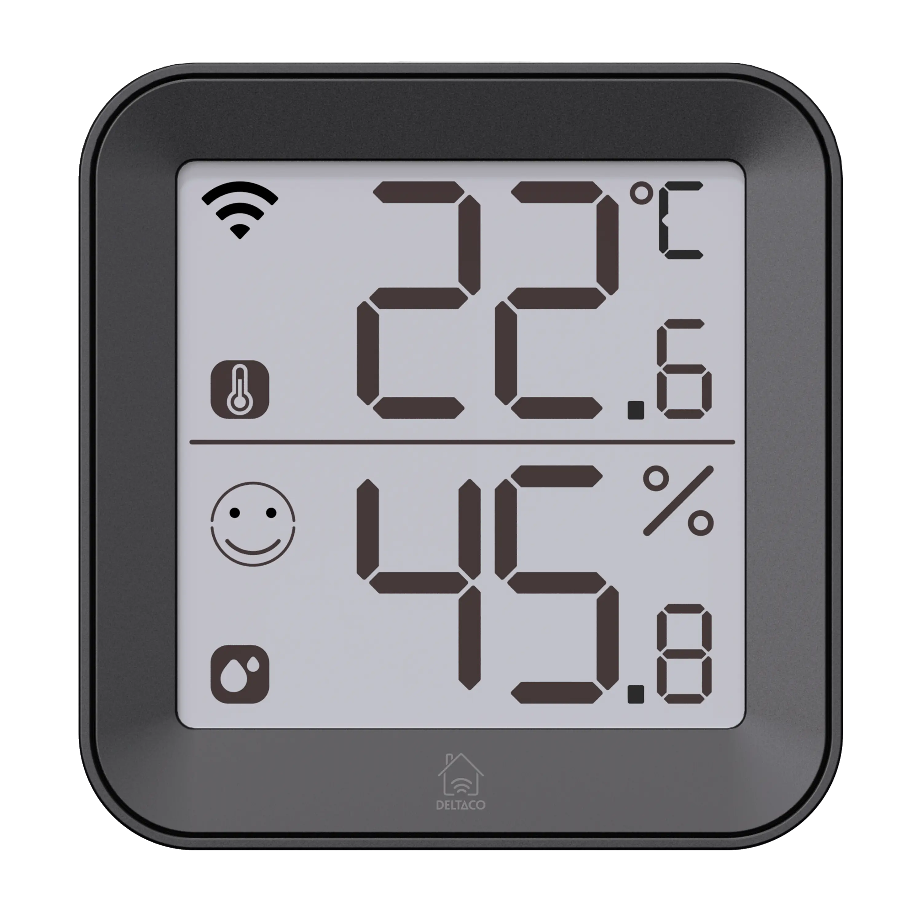 Smart WiFi termometer/hygrometer innendørs, Svart