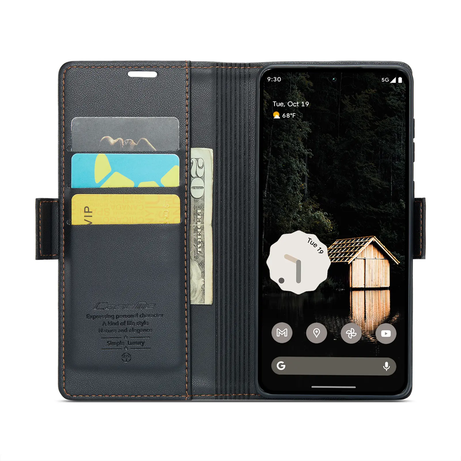 Slim Plånboksfodral RFID-skydd Google Pixel 10 Pro XL Svart