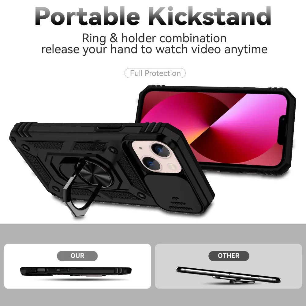 Hybridskal Ring + Kameraskydd iPhone 13 Svart