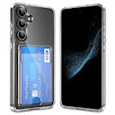 Samsung Galaxy S25 Plus Hybridcover med indbygget kortholder, Gennemsigtig