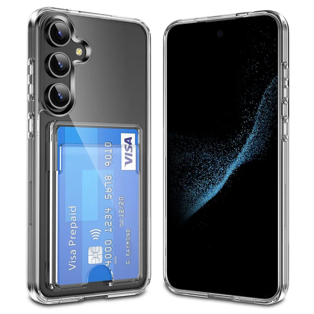 Samsung Galaxy S25 Plus Hybridcover med indbygget kortholder, Gennemsigtig