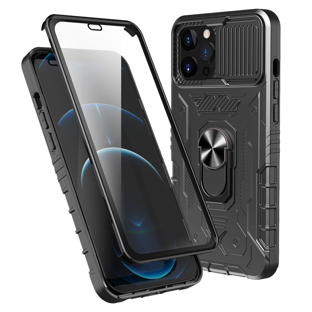 Tactical Full Protection Case iPhone 11 Pro Max Black - Robust tolagsdeksel med herdet glasskjerm, kamerabeskyttelse og fingerbøyle